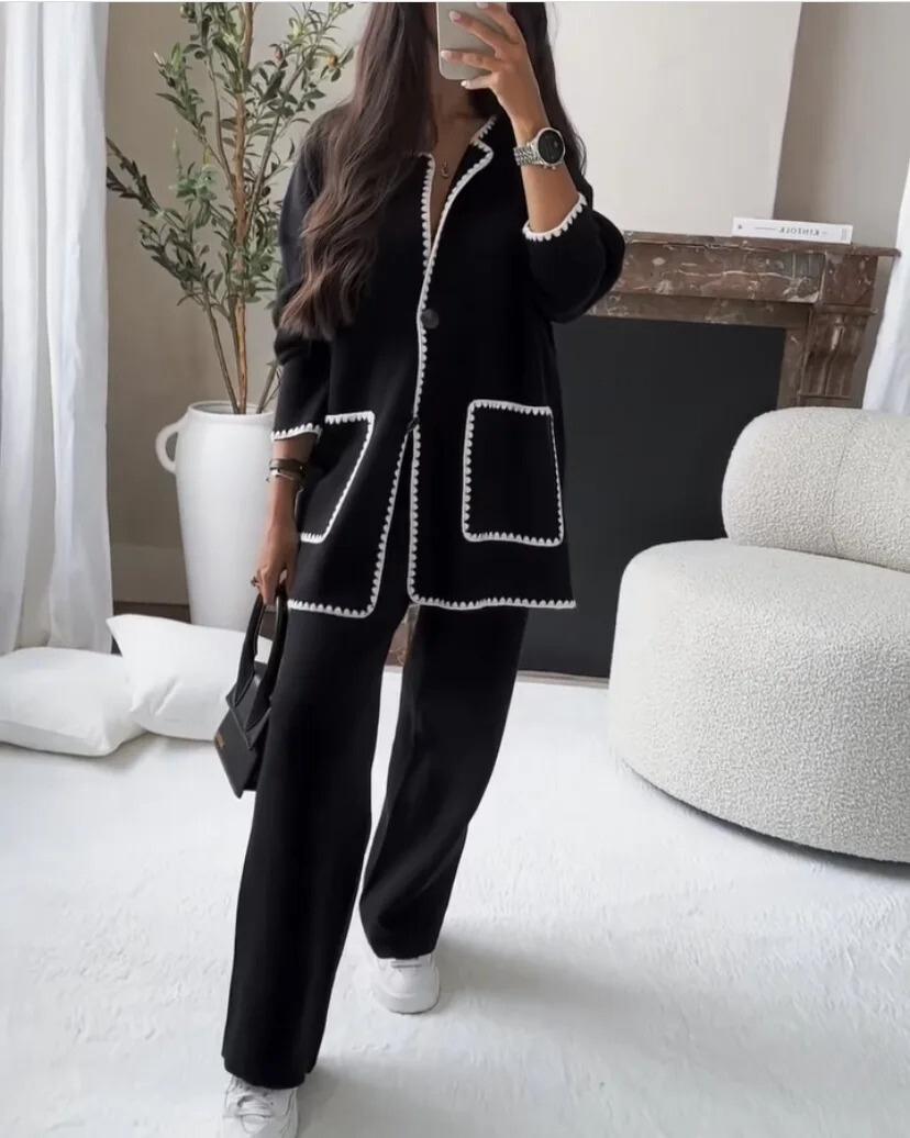 EVELISSE – CLASSIC CONTRAST TRIM TWO-PIECE SET