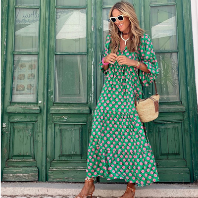 CASSIA – ELEGANT GEOMETRIC HIGH-LOW DAY DRESS