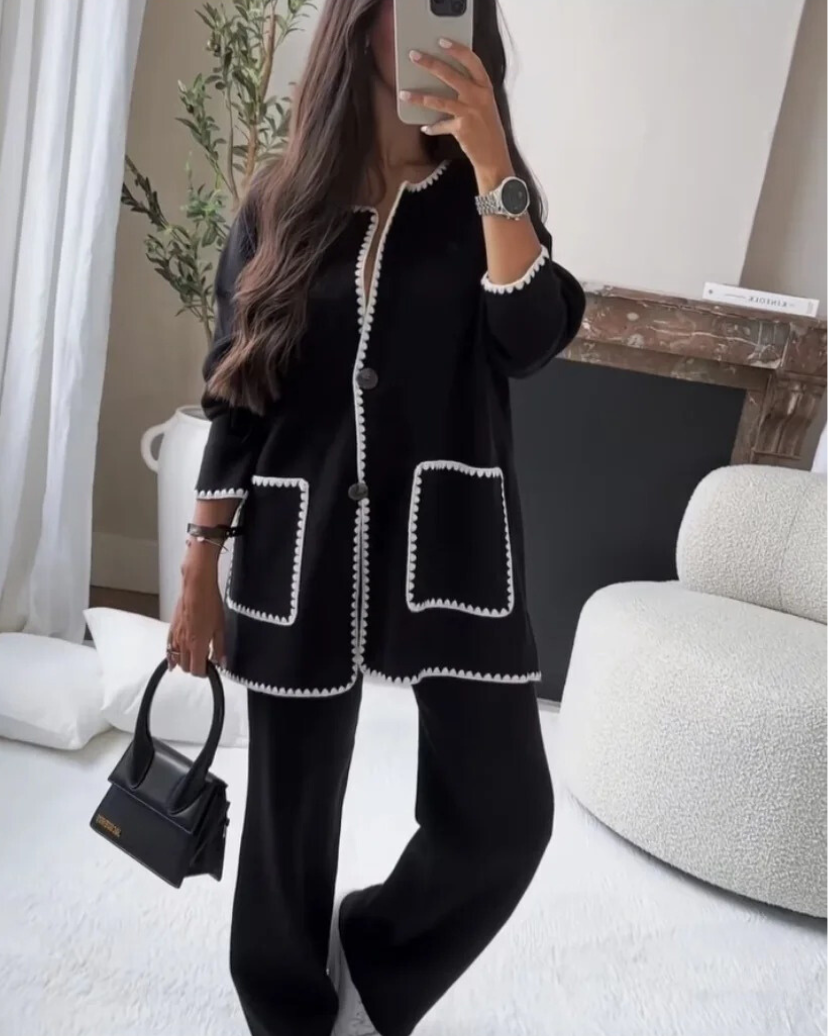 EVELISSE – CLASSIC CONTRAST TRIM TWO-PIECE SET