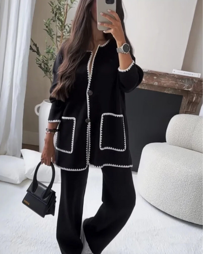 EVELISSE – CLASSIC CONTRAST TRIM TWO-PIECE SET