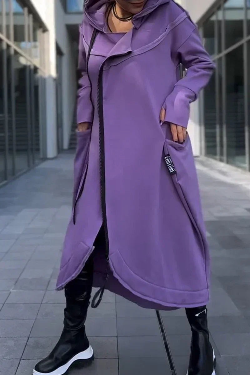 MANA™ | LONG HOODIE WITH ZIPPER IN LIGHT AND BREATHABLE FABRICS