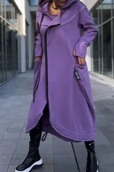 MANA™ | LONG HOODIE WITH ZIPPER IN LIGHT AND BREATHABLE FABRICS
