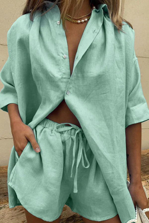 ODESSA – OVERSIZED BUTTON-DOWN SHIRT & SHORTS SET