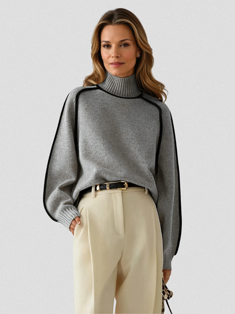 Louise | Stylish Contrast Trim Cozy Sweater