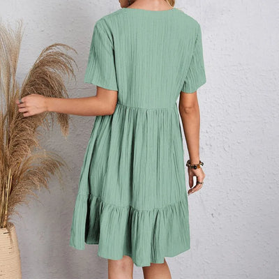 CALLISTA – TRENDY BOHO RUFFLE HEM MINI DRESS
