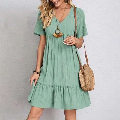 CALLISTA – TRENDY BOHO RUFFLE HEM MINI DRESS