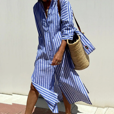 CELESTE – COMFORTABLE STRIPED MIDI DRESS