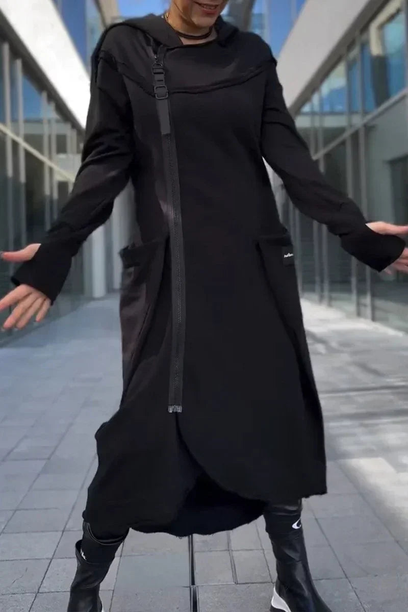 MANA™ | LONG HOODIE WITH ZIPPER IN LIGHT AND BREATHABLE FABRICS