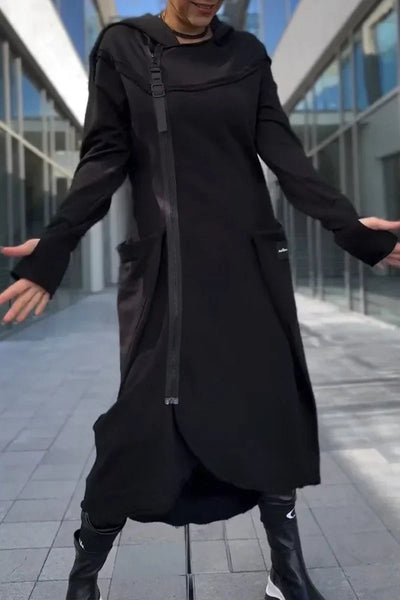 MANA™ | LONG HOODIE WITH ZIPPER IN LIGHT AND BREATHABLE FABRICS