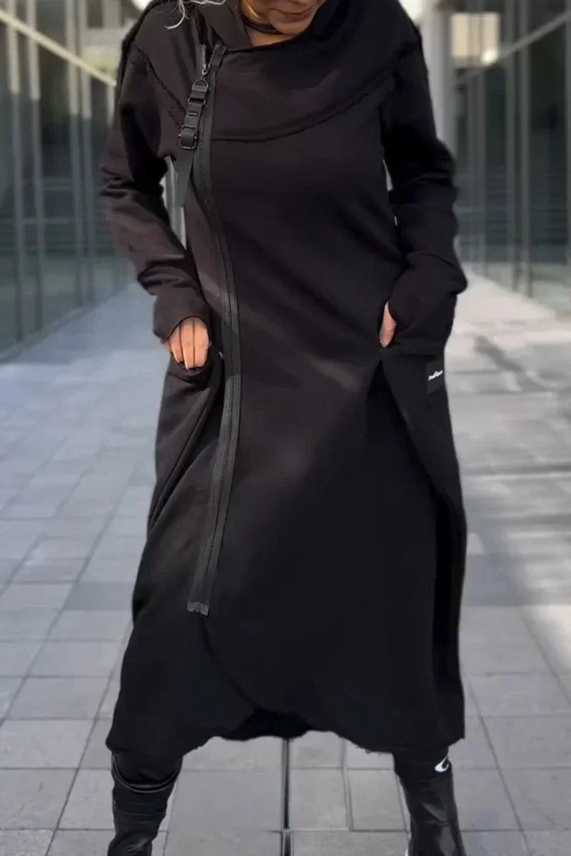 MANA™ | LONG HOODIE WITH ZIPPER IN LIGHT AND BREATHABLE FABRICS