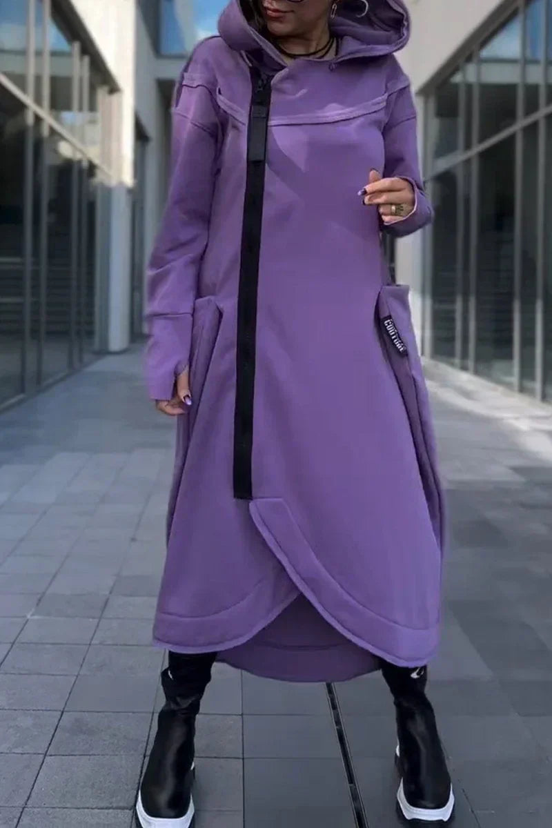 MANA™ | LONG HOODIE WITH ZIPPER IN LIGHT AND BREATHABLE FABRICS