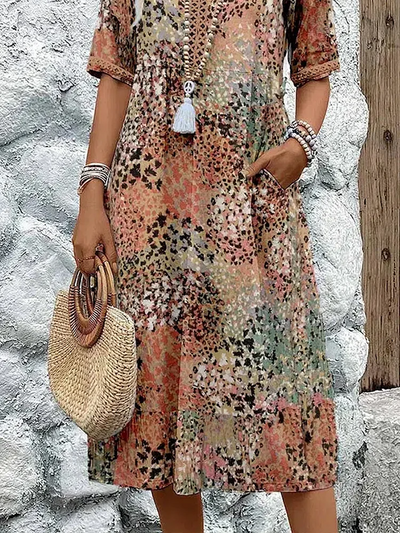 CELESTE – VIBRANT MIDI DRESS WITH POCKETS
