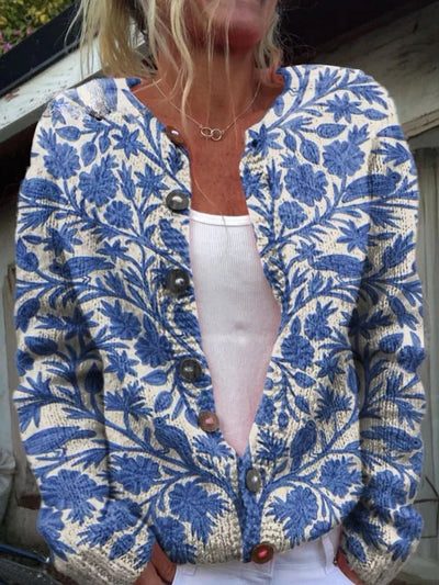 MYLENNA | COZY FLORAL BUTTONED KNIT CARDIGAN