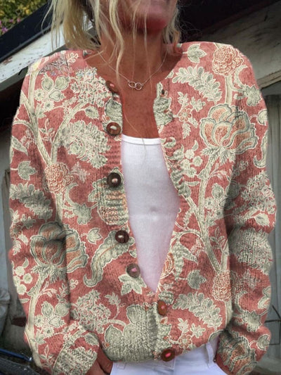 MYLENNA | COZY FLORAL BUTTONED KNIT CARDIGAN